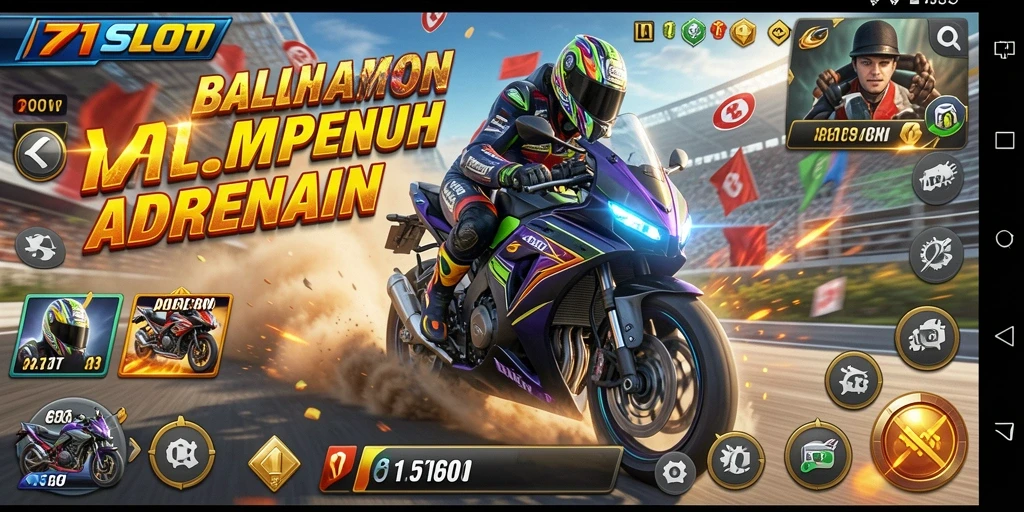 Tangkapan layar gameplay 171SLOT: balapan motor yang mendebarkan.