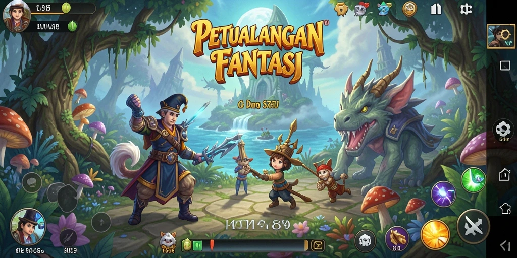 Screenshot gameplay AMS789 menampilkan petualangan mendebarkan di dunia fantasi.