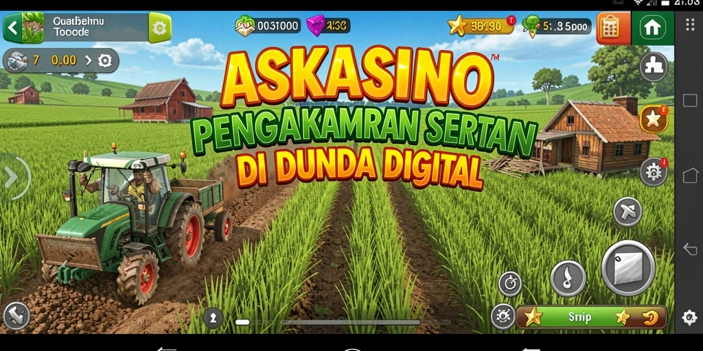Tampilan gameplay ASKASINO dengan berbagai tanaman hijau dan hewan lucu.