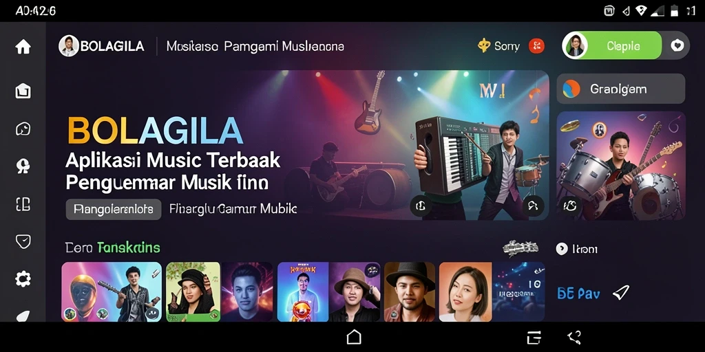 Tangkapan layar utama BOLAGILA menampilkan pengalaman mendengarkan musik yang menakjubkan.