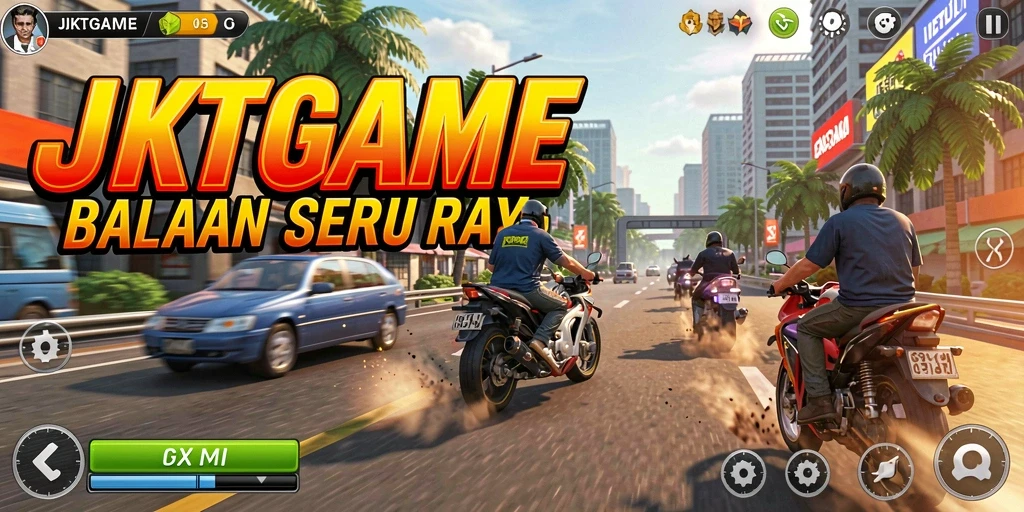 Gameplay balapan seru dalam <strong>JKTGAME</strong> yang menantang dan penuh aksi.