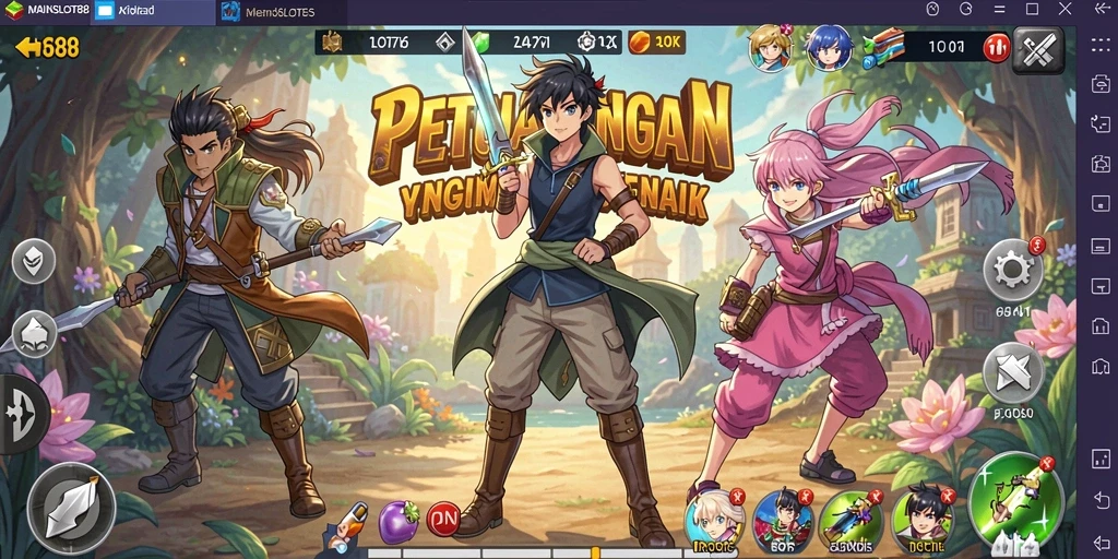 Tampilan seru gameplay MAINSLOT88 dengan karakter anime.