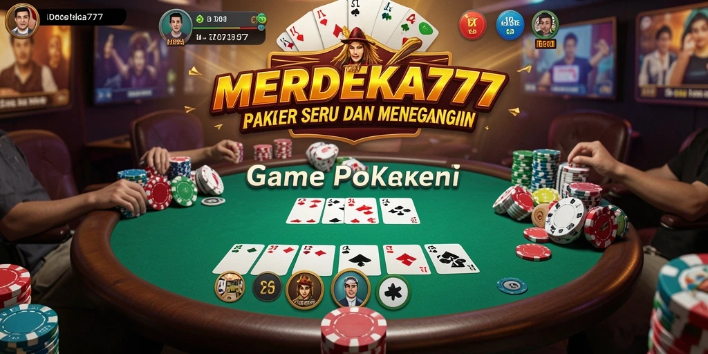 Screenshot gameplay MERDEKA777 menampilkan suasana seru permainan Poker.