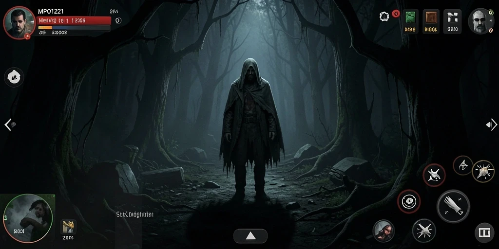 Tampilan gameplay MPO1221 yang menegangkan dan menyeramkan.